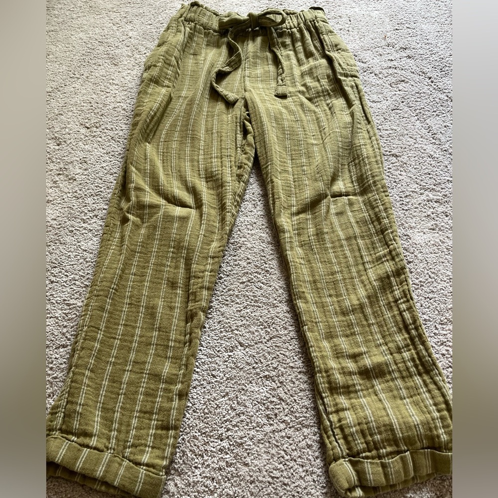 SO Olive Green High Rise Pants with White Stripes